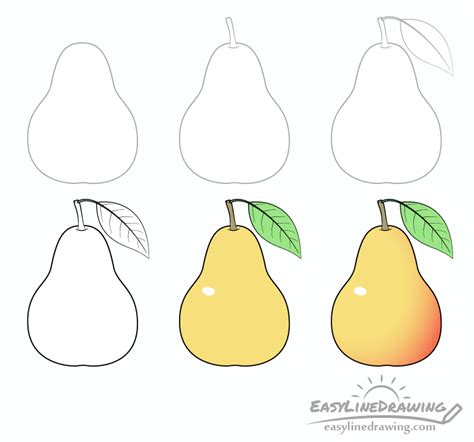 HOW TO DRAW A PEAR EASY STEP BY STEP .